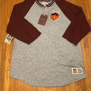 Gray and Maroon Long Sleeve Men's Tee